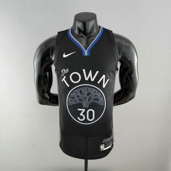 2020 Curry#30 Warriors City Edition Black and Grey NBA Jersey S-XXL