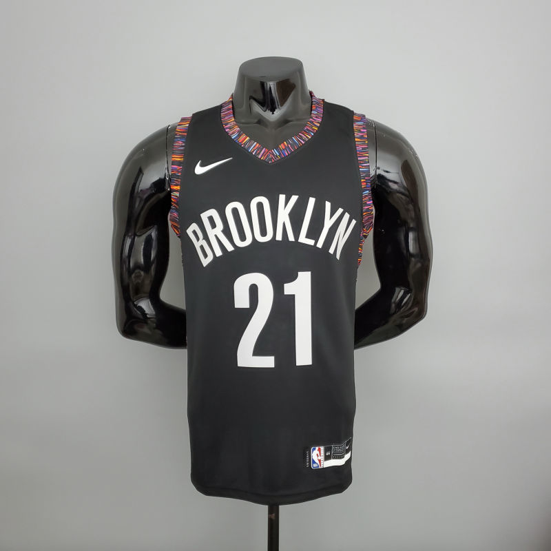 brooklyn#21 Brooklyn Nets City version black NBA jersey Size S-XXL