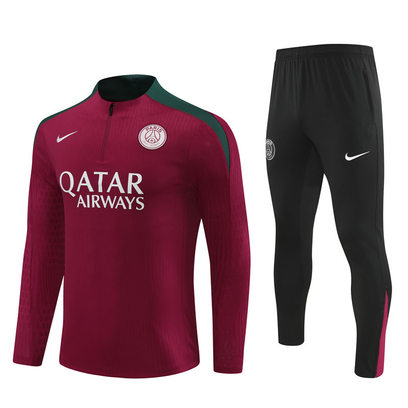 24-25 Paris Red Player Version Long Sleeve Training Suit Yupoo
