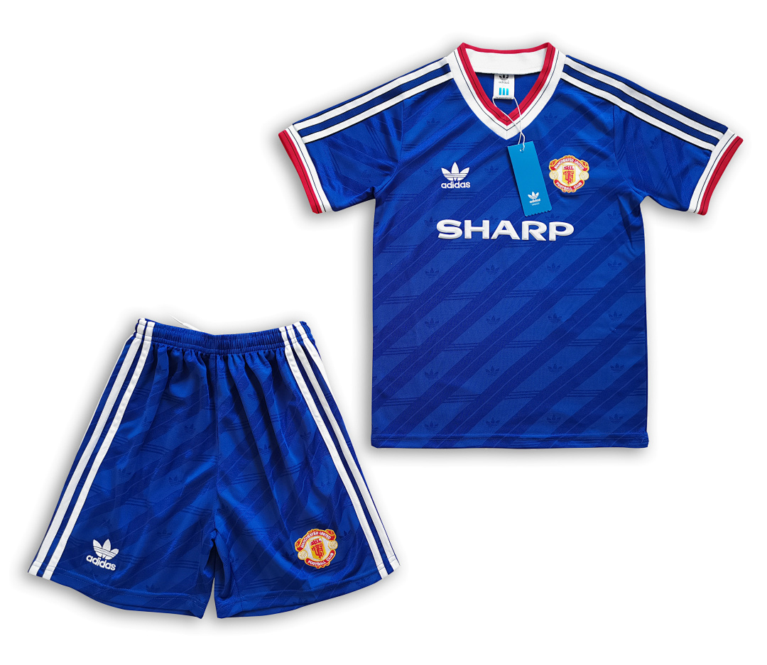 Retro 1986 M-u away blue kids S-2XL