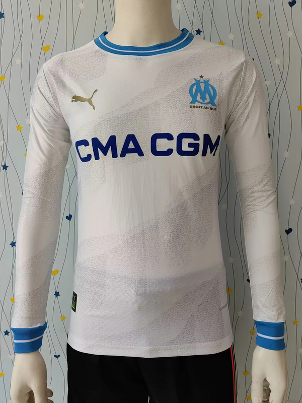 23-24 Marseille Home Player Version Long Sleeve Soccer Jerseys Yupoo