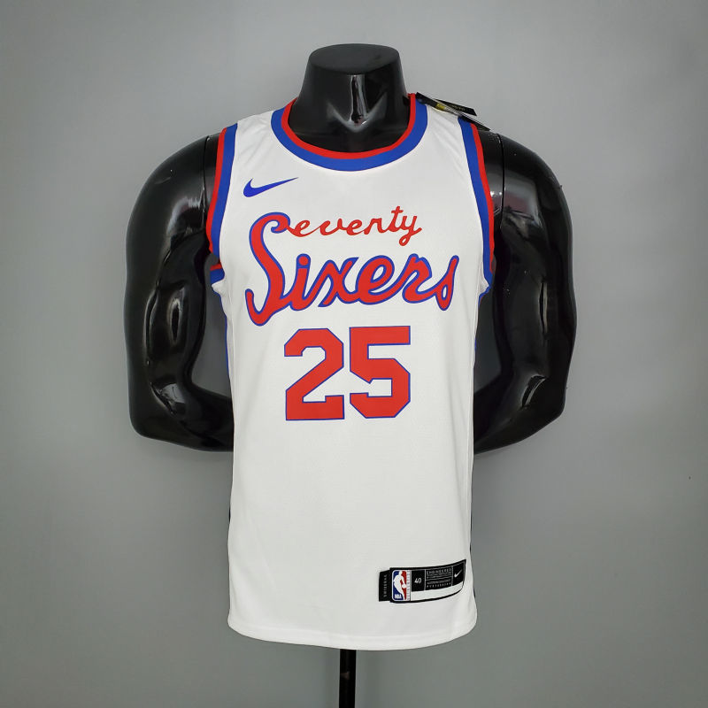2021 season 76ers cursive retro limited SIMMONS#25 white NBA jersey S-XXL