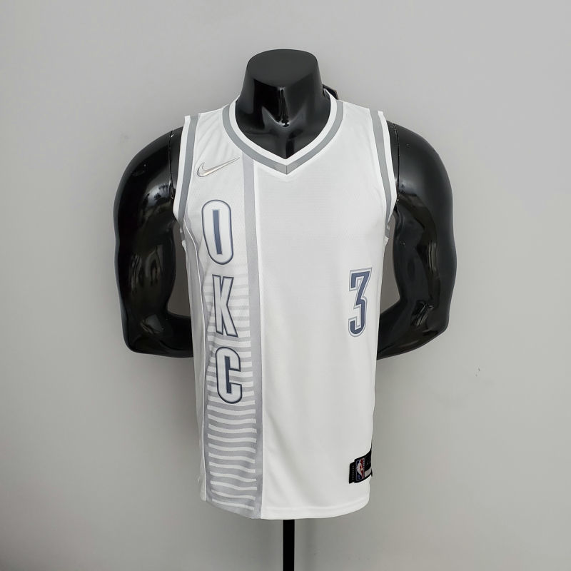 75th Anniversary 2202 Season Oklahoma City Thunder PAUL#3 City Edition White NBA Jersey S-XXL