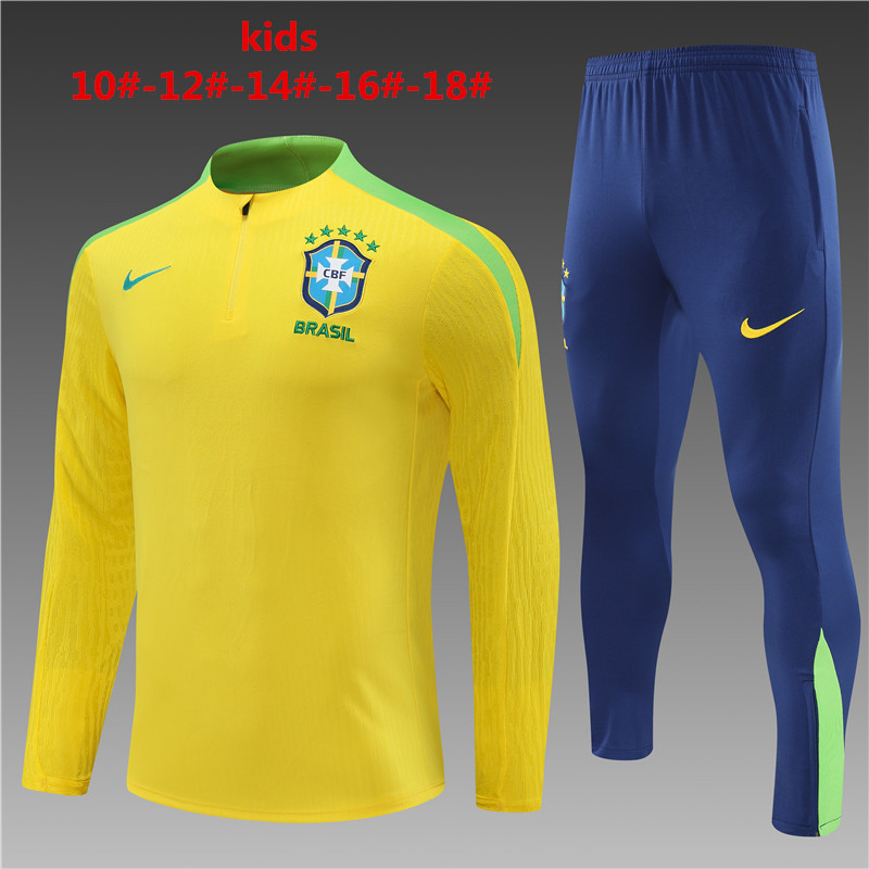2024 Brazil Kids Player Long Sleeve Training Suit Yupoo