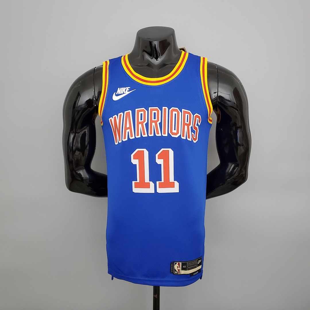 75th Anniversary Thompson #11 Warriors Retro Blue NBA Jersey S-XXL