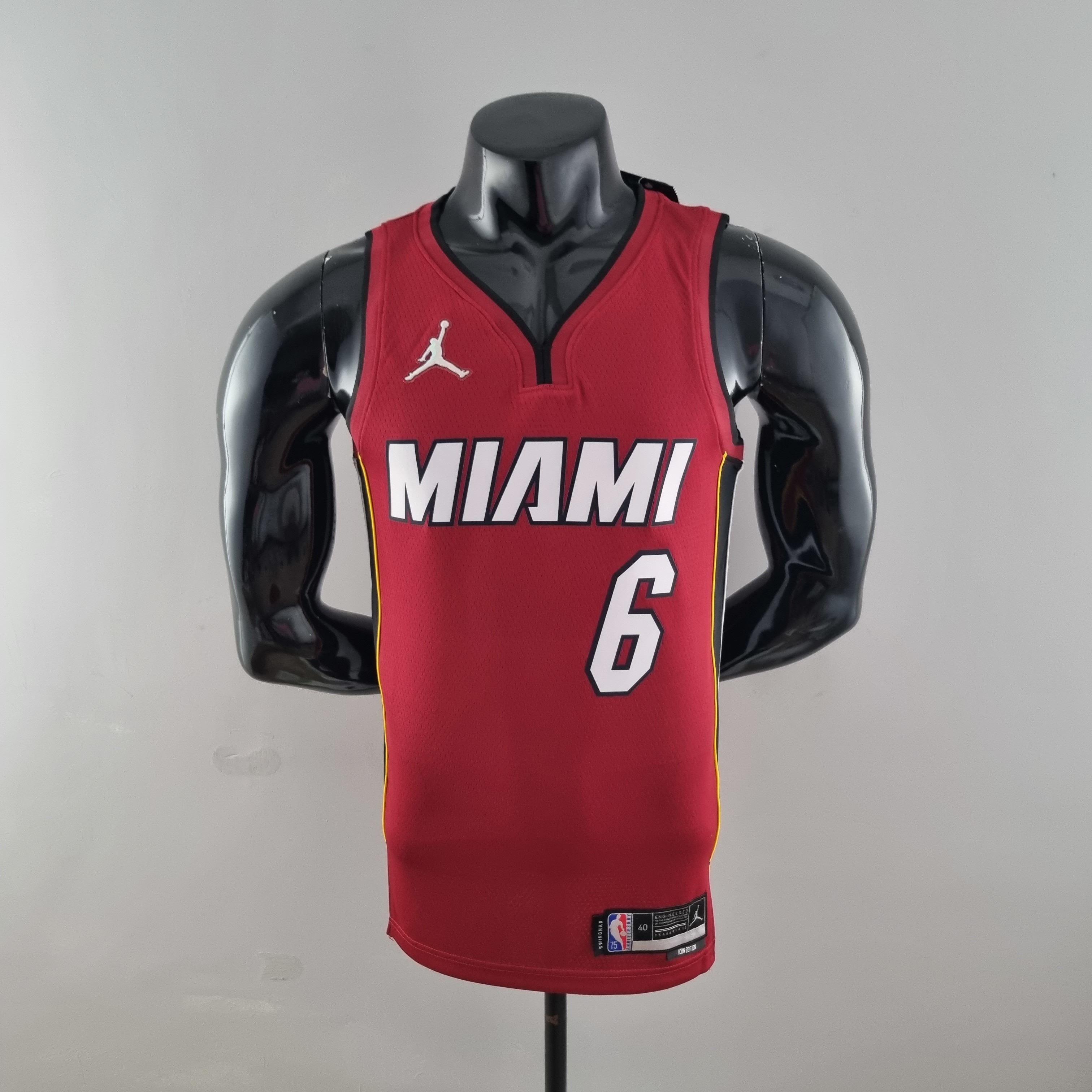 75th Anniversary Miami Heat Jordan JAMES #6 Burgundy NBA Jersey S-XXL