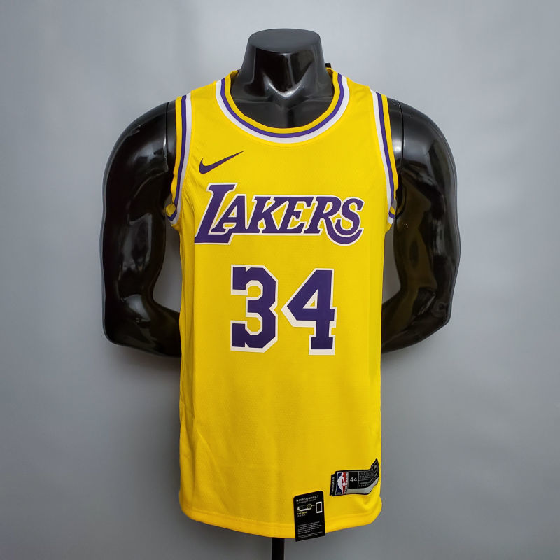 Neal #34 Lakers Round neck yellow NBA jersey Size XS-XXL