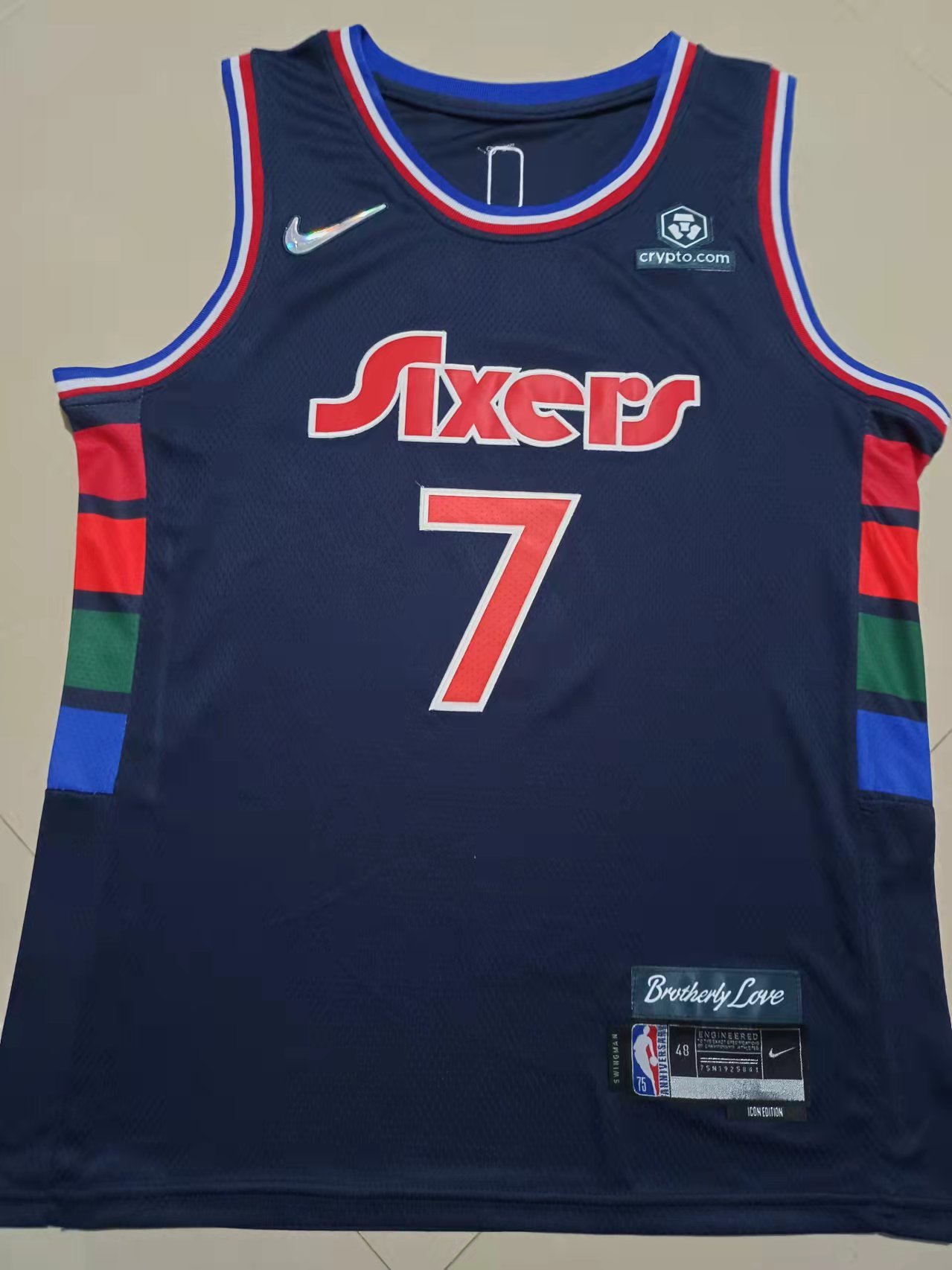 2022 76ers #7 75th Anniversary Embroidery