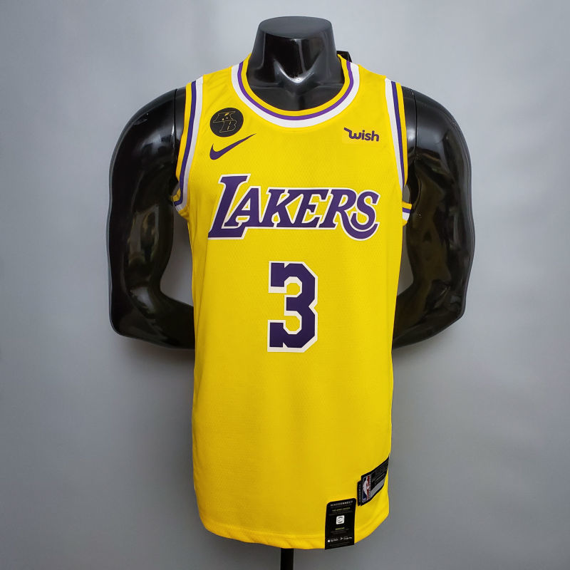 DAVIS #3 Lakers Commemorative Edition Round neck yellow NBA jersey Size XS-XXL