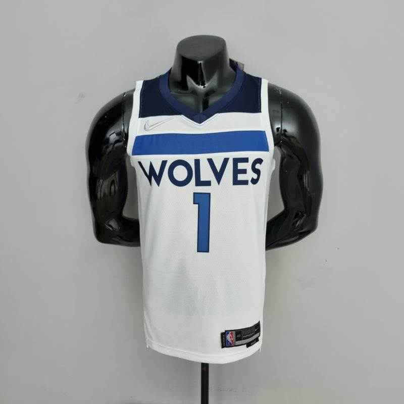 75th Anniversary Minnesota Timberwolves Edwards #1 White NBA Jersey S-XXL