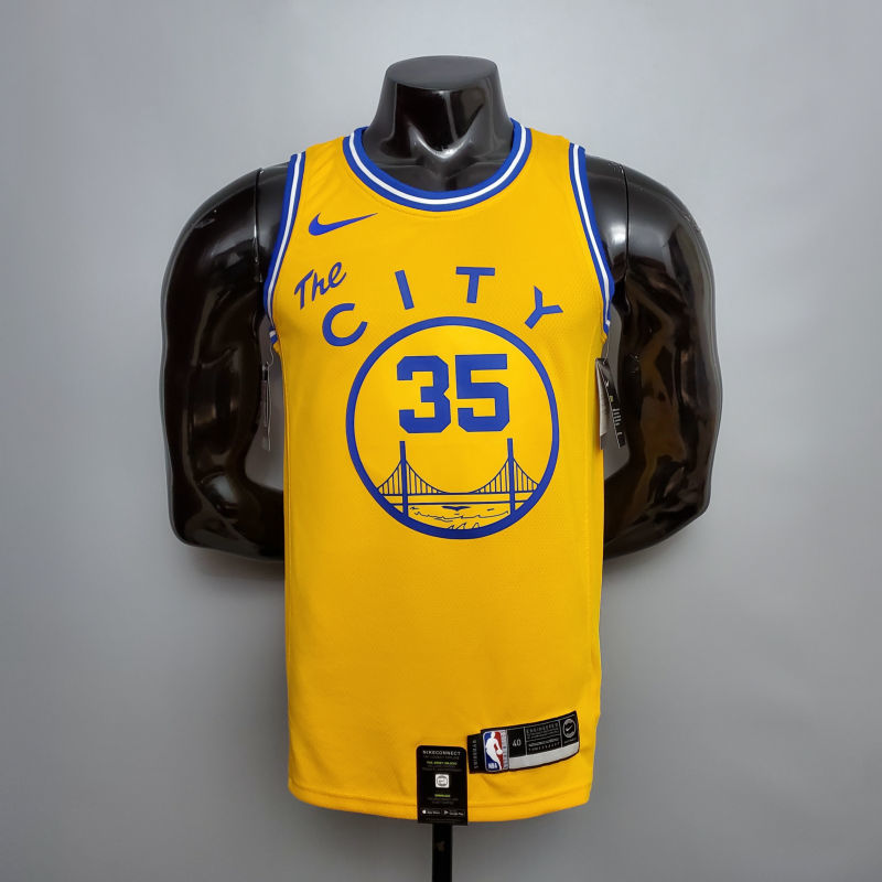 Tram version DURANT#35 Golden State Warriors yellow NBA jersey S-XXL