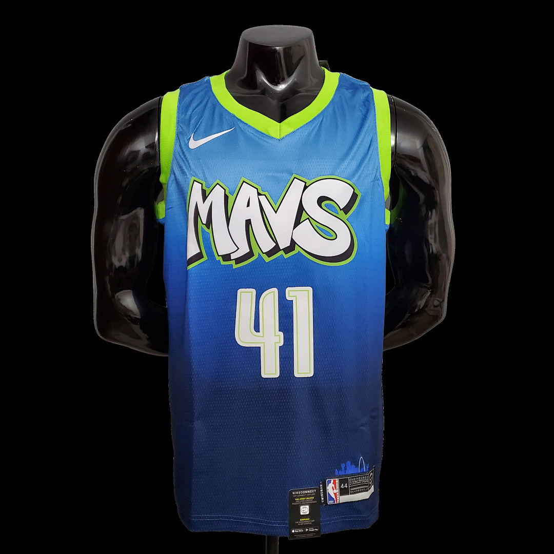 Nowitzki #41 Dallas Mavericks blue idol NBA jersey SizeXS-XXL Nike connect recognition