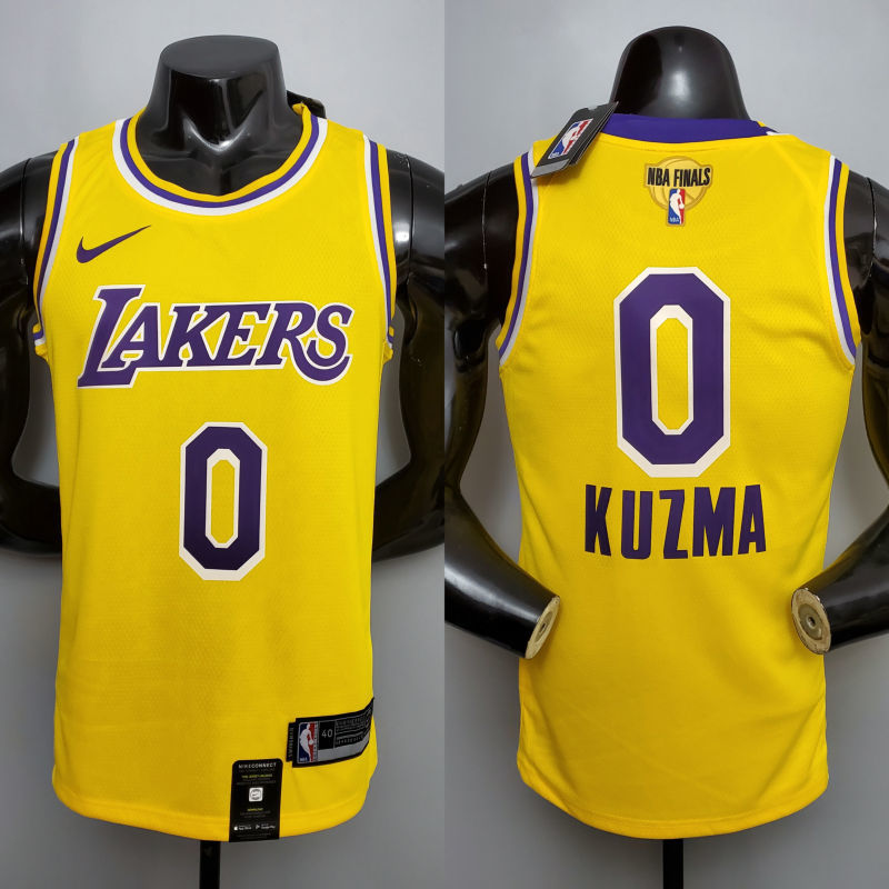 New KUZMA #0 Lakers Commemorative Edition Round neck yellow NBA jersey Size XS-XXL