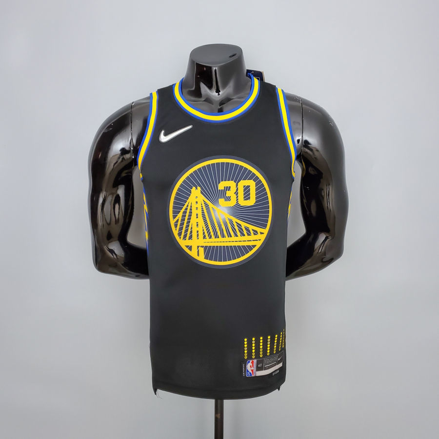 75th Anniversary Curry #2974 Warriors Black NBA Jersey S-XXL