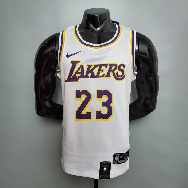 New James #23 Lakers Round neck white NBA jersey Size XS-XXL