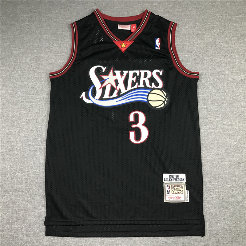 76ers #3 Black Retro Embroidery