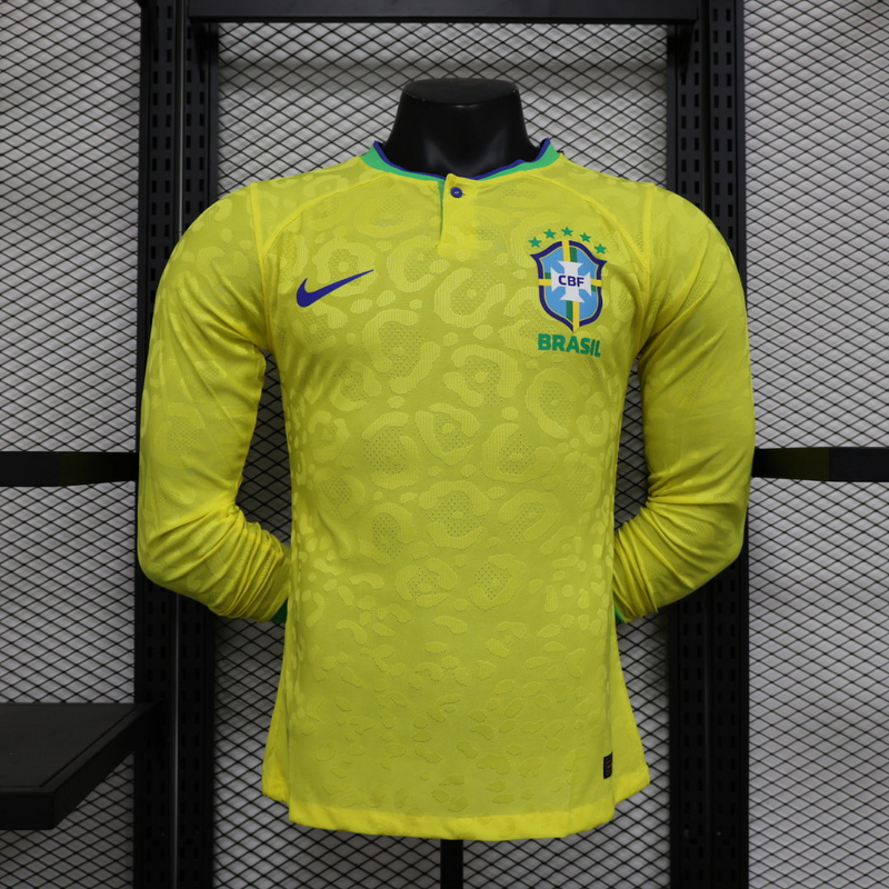 2023 Brazil Home Player Version Long Sleeve Soccer Jerseys Yupoo