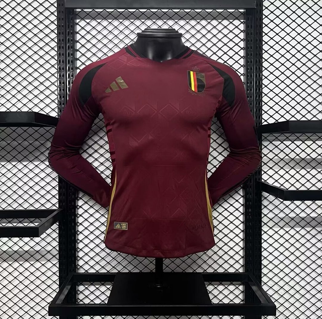 Belgium 2024/25 Euro Home Long Sleeves Jersey – Player Version
