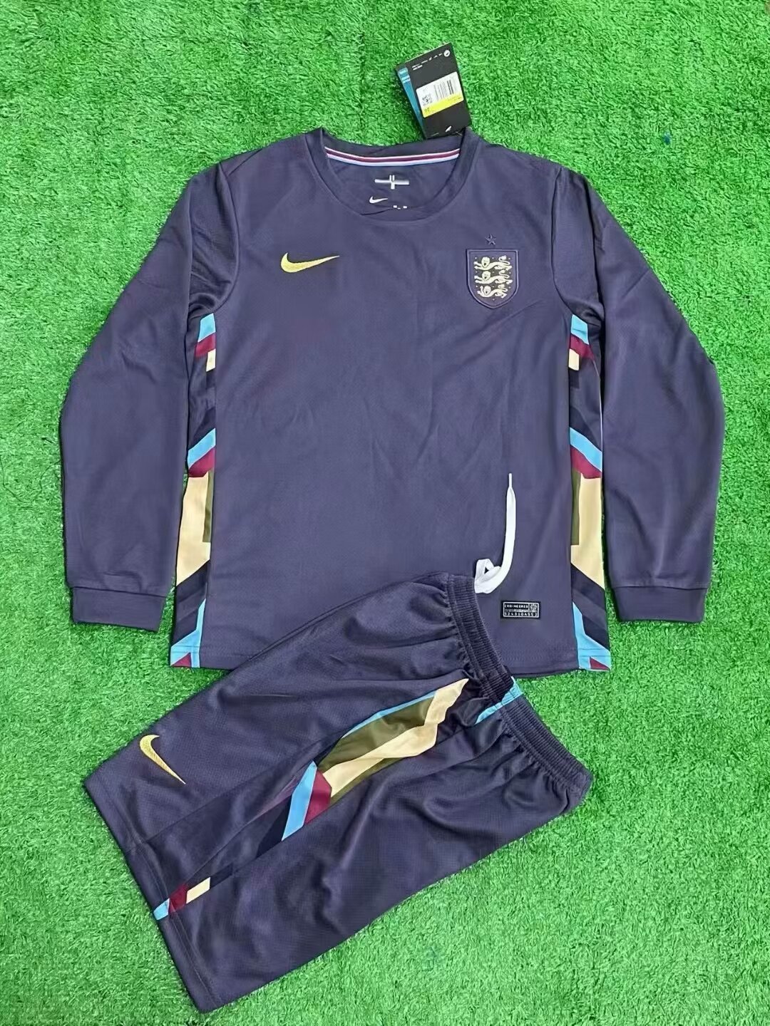 2024 England Away Kids Long Sleeve Soccer Jerseys Yupoo