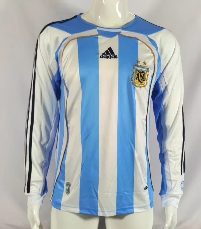 2006 Argentina Home Retro Long Sleeve Soccer Jerseys Yupoo