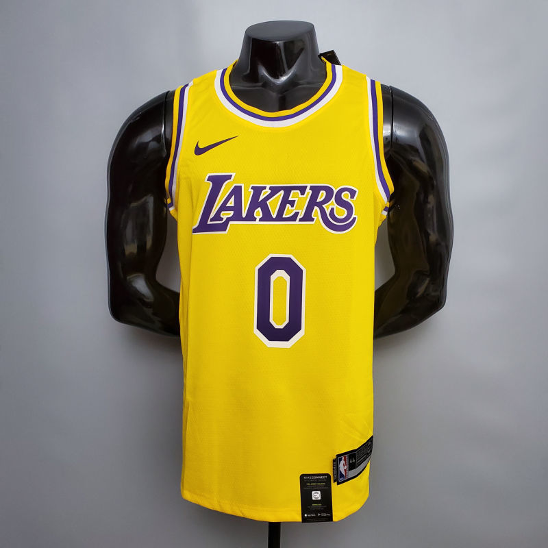 KUZMA #0 Lakers Round neck yellow NBA jersey Size XS-XXL
