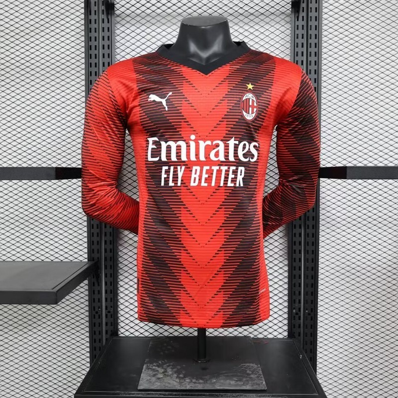 23-24 AC Milan Home Player Version Long Sleeve Soccer Jerseys Yupoo