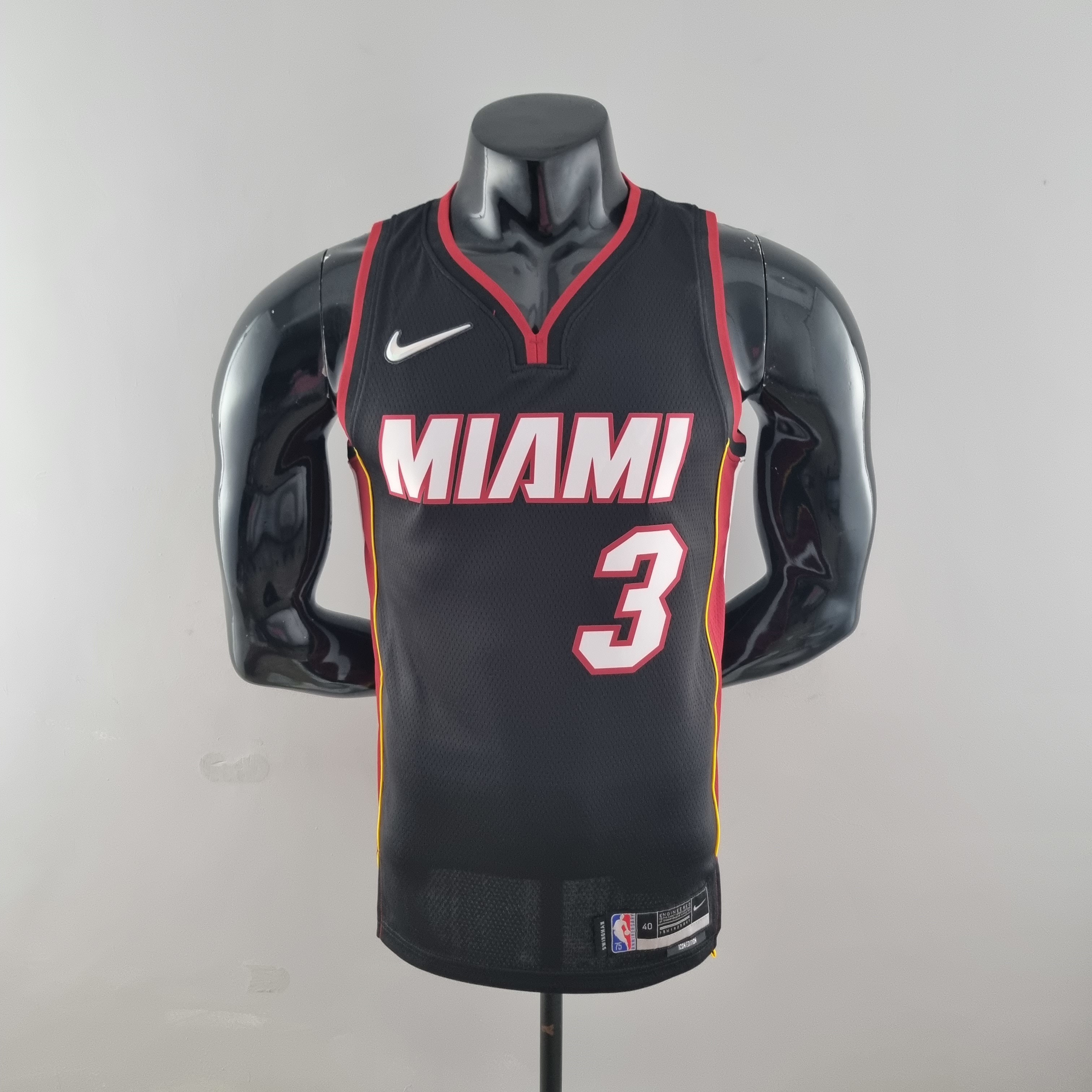 75th Anniversary Miami Heat WADE #3 black NBA Jersey S-XXL