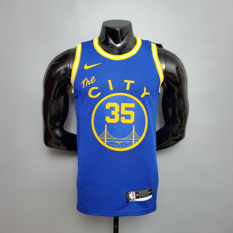 Tram version DURANT#35 Golden State Warriors blue NBA jersey S-XXL