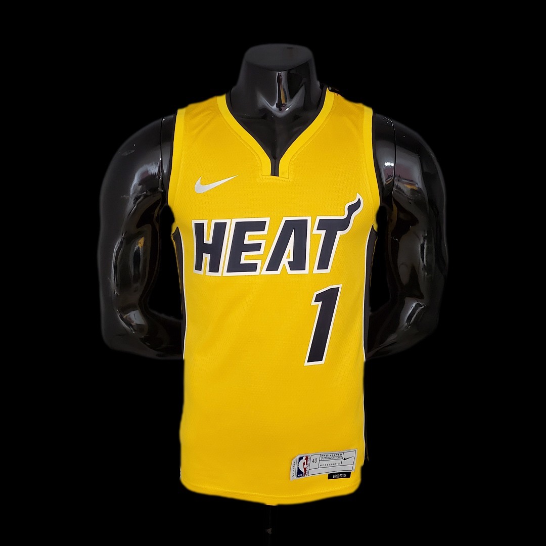 2021 BOSH#1 Heat Bonus Edition Yellow NBA Jersey S-XXL