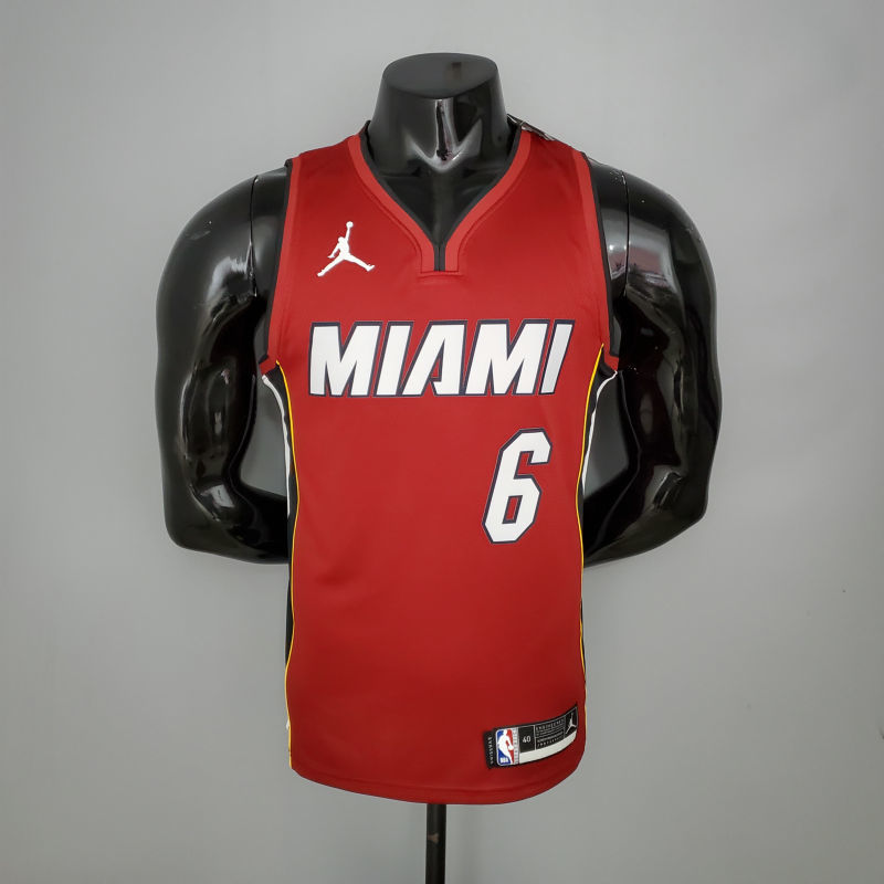 New Miami Heat Jordan JAMES #6 Burgundy NBA Jersey S-XXL
