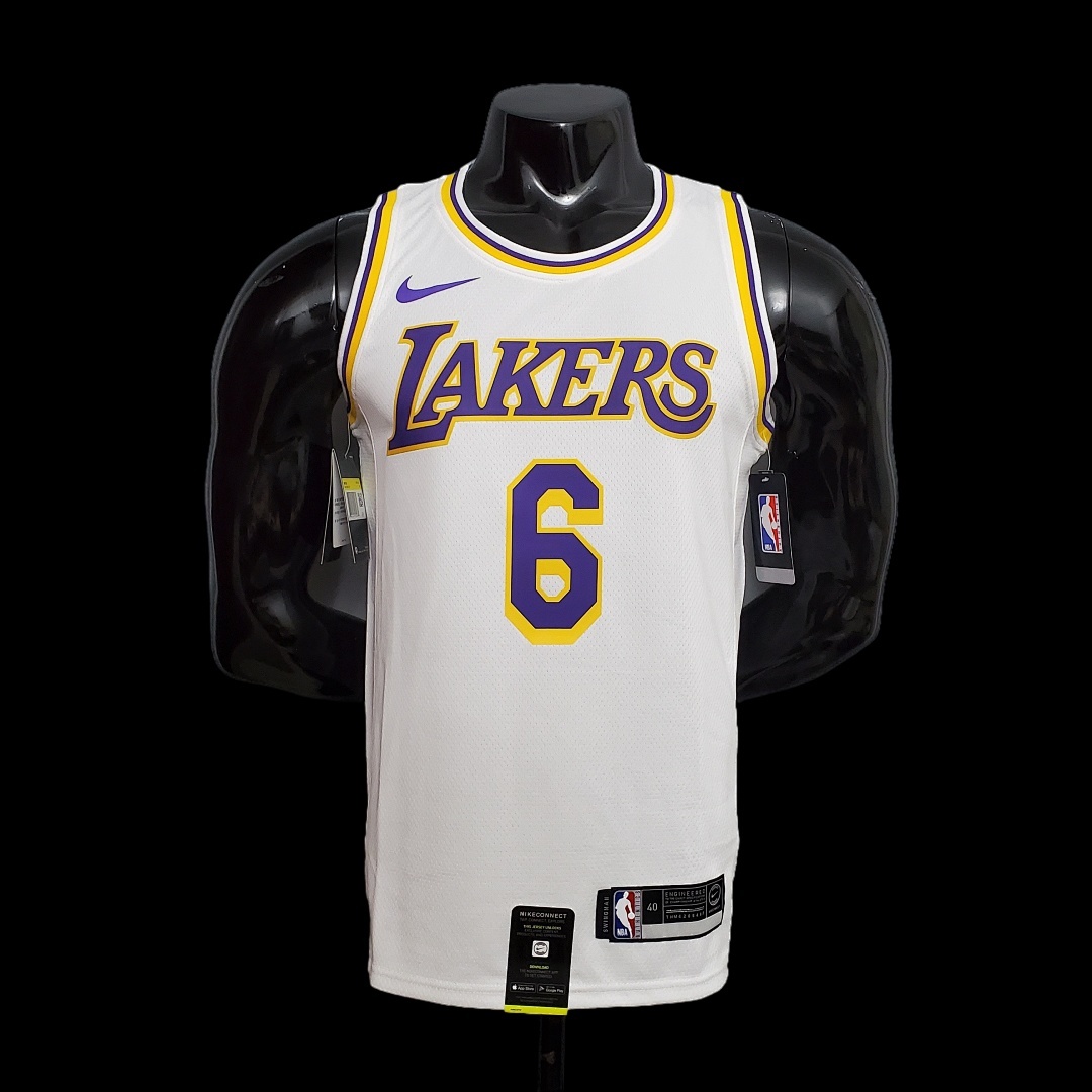 James #6 Lakers Round neck white NBA jersey Size:XS-XXL Nike connect recognition