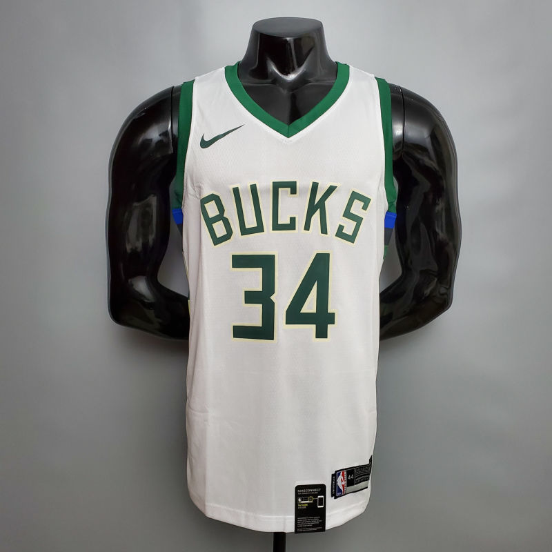 Antetokounmpo#34 Bucks white NBA jersey Size XS-XXL Nike connect recognition