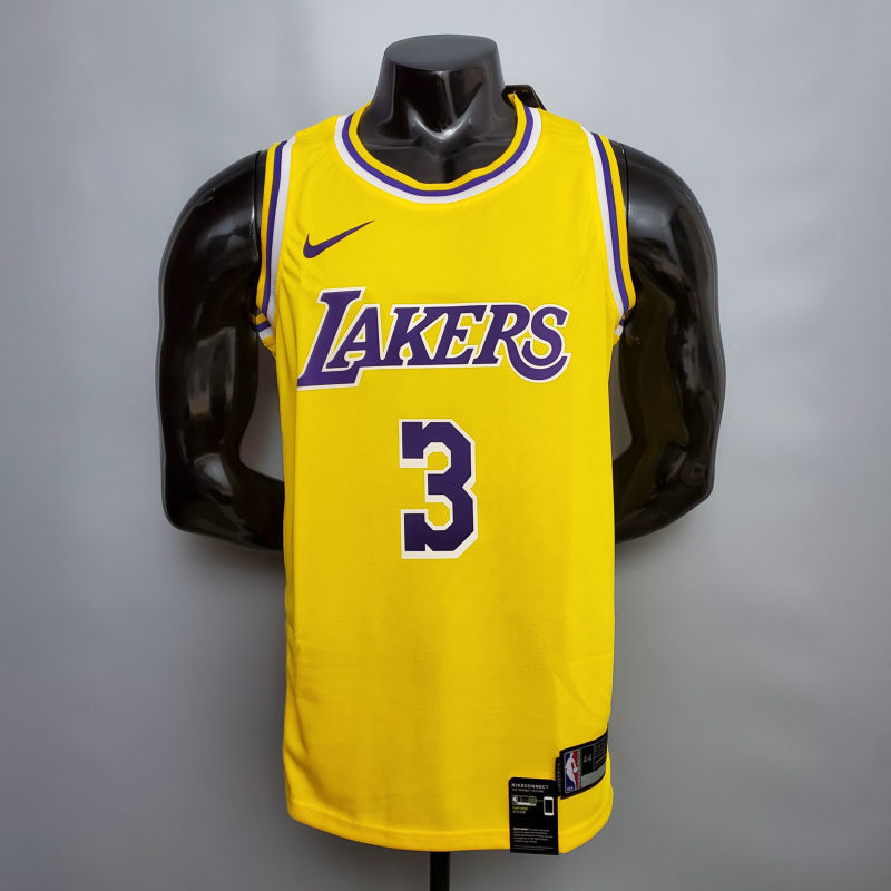DAVIS #3 Lakers Round neck yellow NBA jersey Size XS-XXL