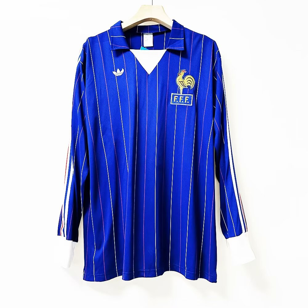 1980-82 France Home Retro Long Sleeve Soccer Jerseys Yupoo