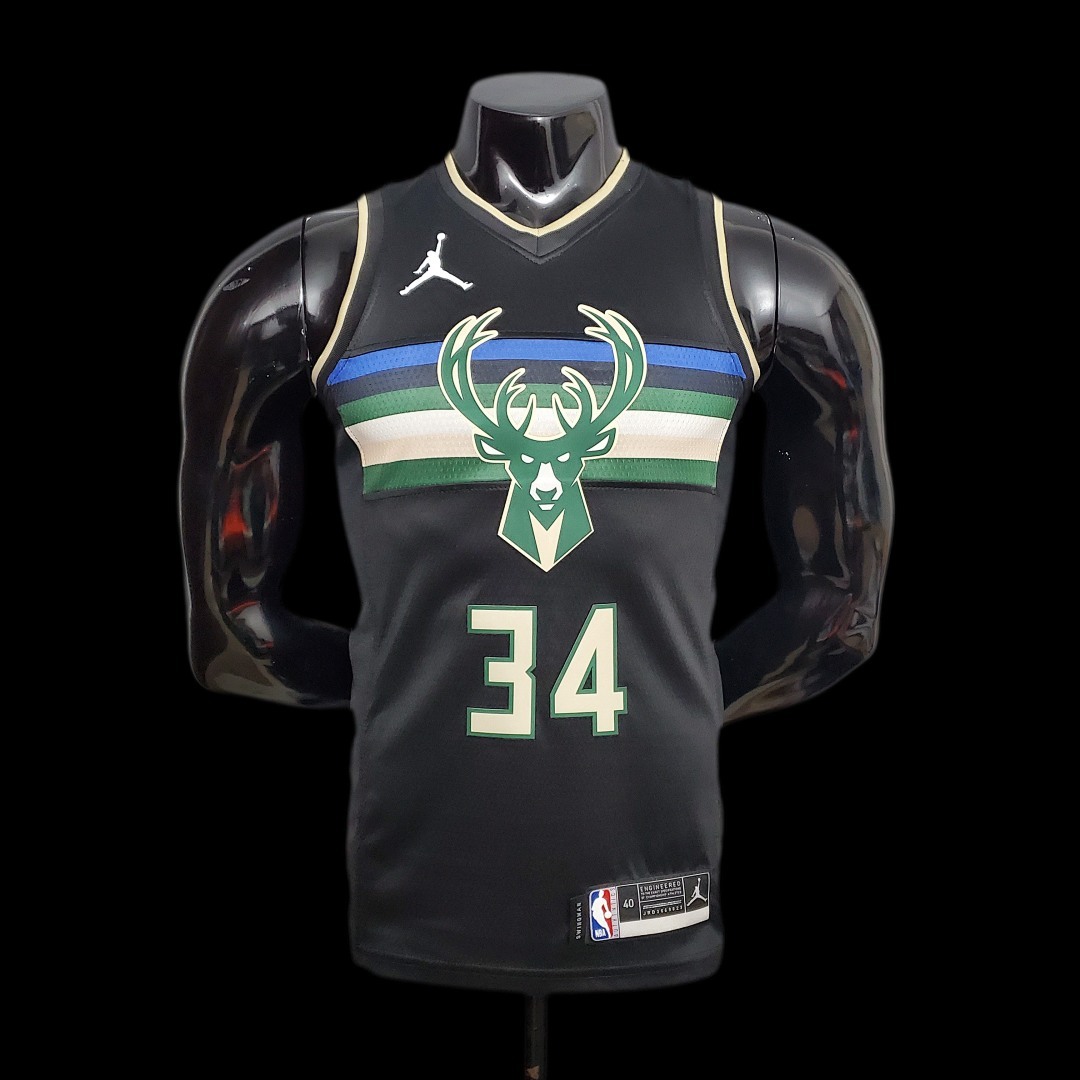 New Bucks Jordan Antetokounmpo #34 Theme Edition Black S-XXL