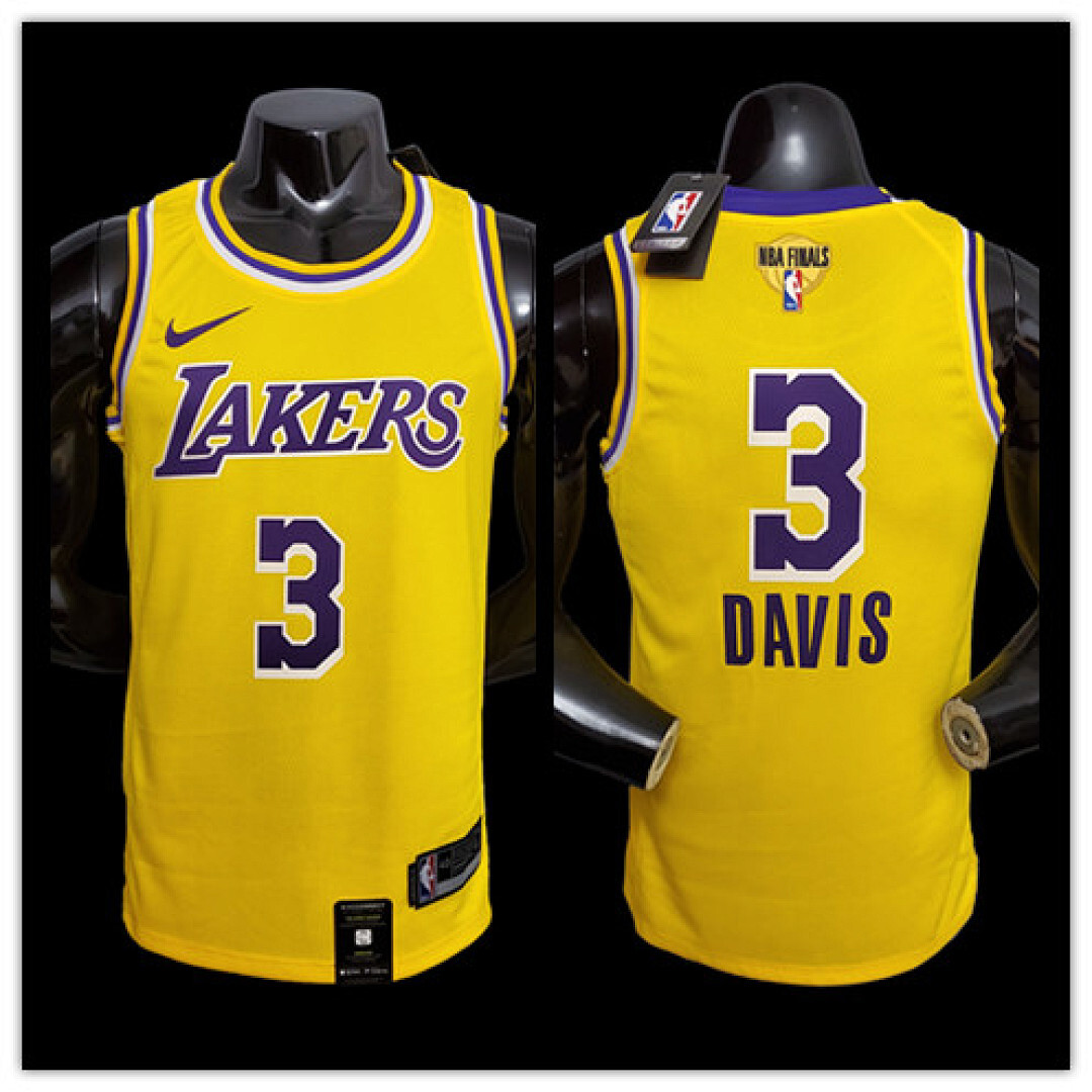 New DAVIS #3 Lakers Commemorative Edition Round neck yellow NBA jersey SizeXS-XXL