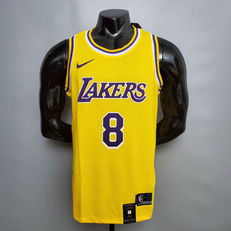 Bryant #8 Lakers Round neck yellow NBA jersey Size XS-XXL