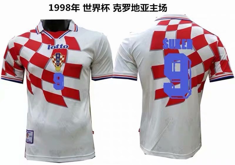 1998 Croatia Home Retro Soccer Jerseys Yupoo