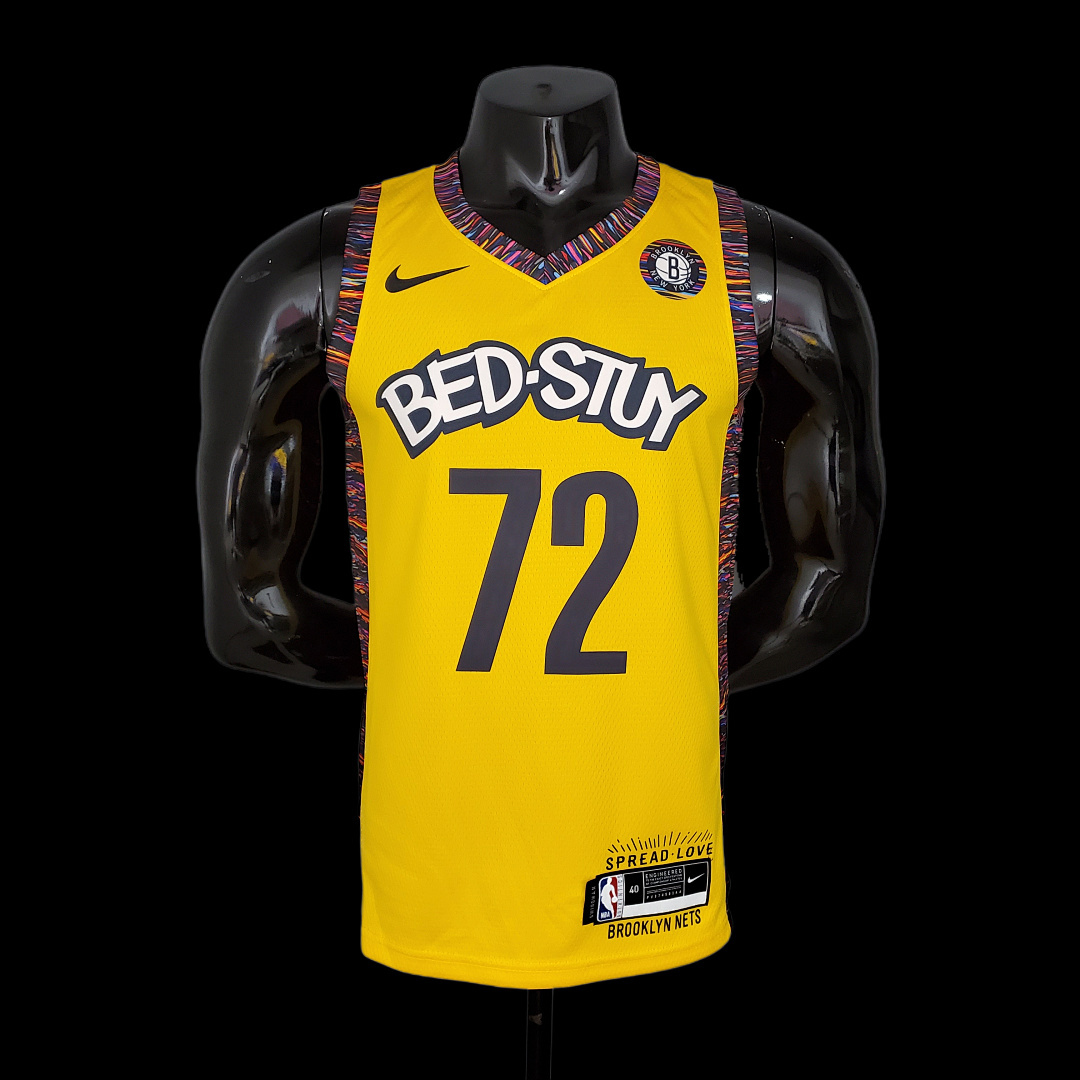 BIGGIE#72 Brooklyn Nets Commemorative Edition Yellow NBA jersey Size:S-XXL