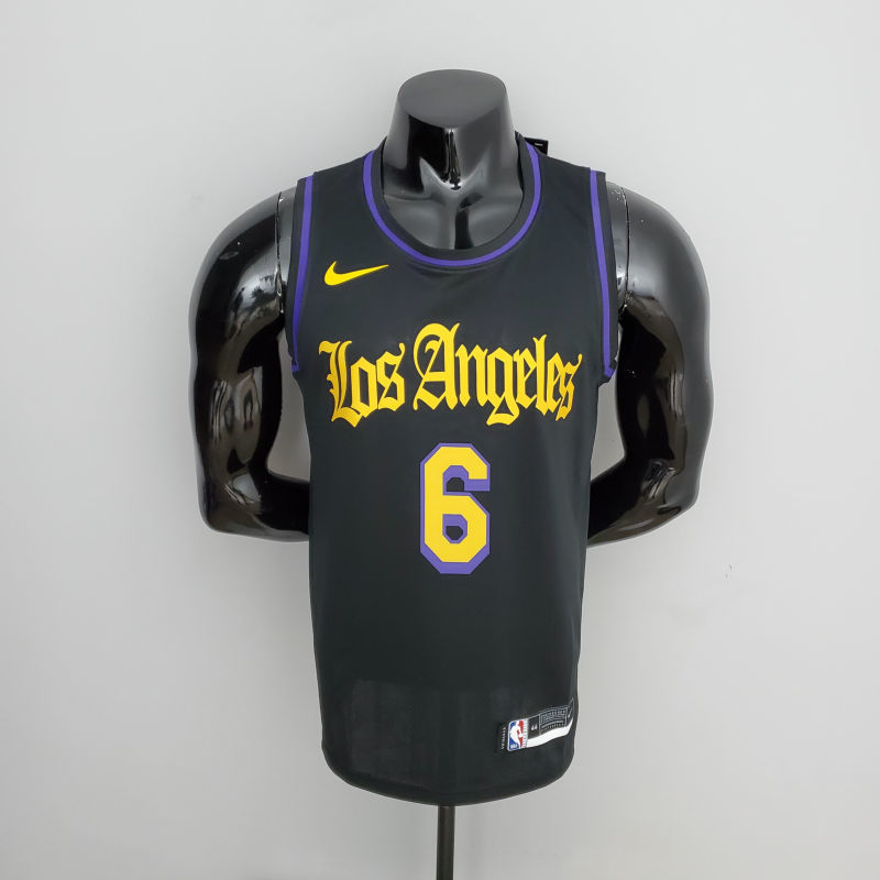 2021 JAMES#6 Los Angeles Lakers Black Latin Black NBA Jersey S-XXL