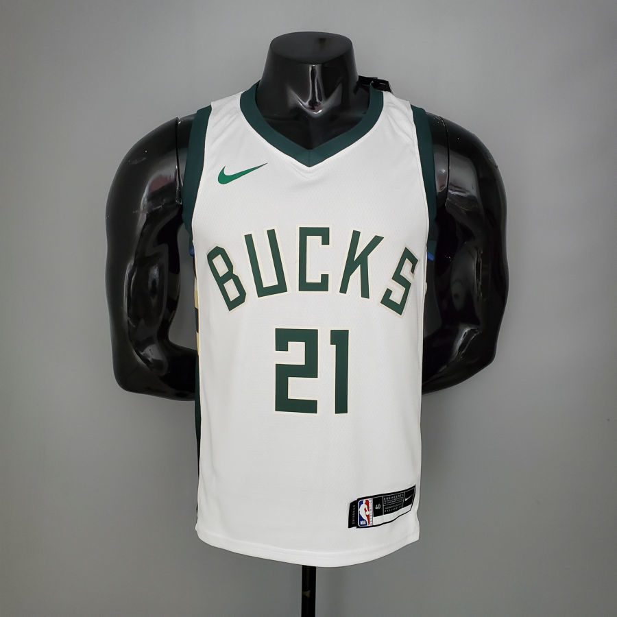 2021 HOLIDOAY#21 BUCKS Home White NBA Jersey S-XXL