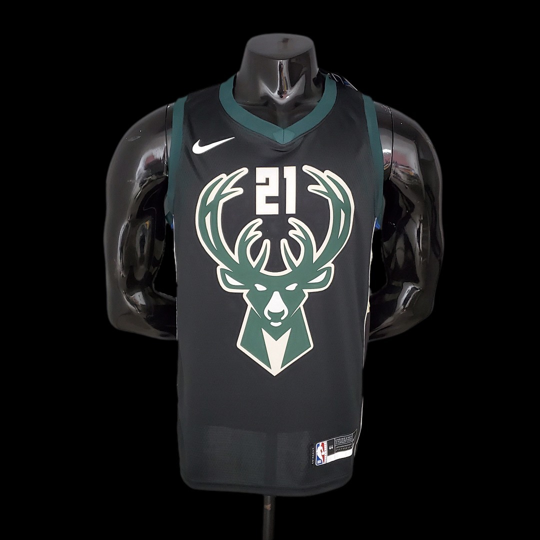 HOLIDOAY#21 Bucks Black NBA jersey Size:S-XXL