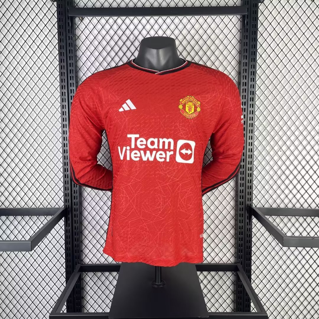 23-24 M-anchester U-nited Home Player Version Long Sleeve Soccer Jerseys Yupoo