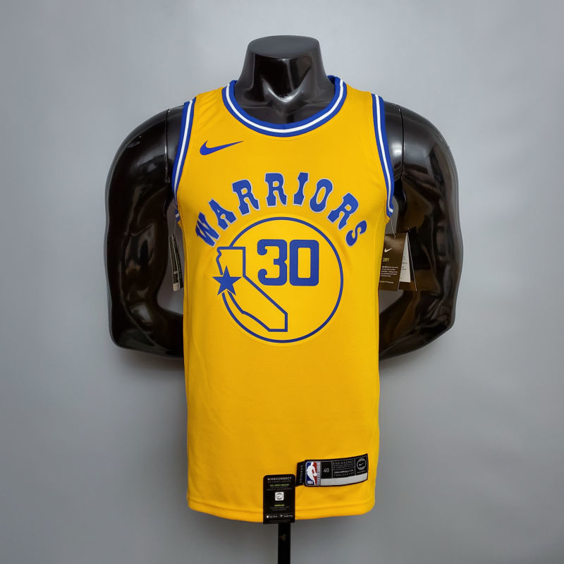 Retro version CURRY#30 Golden State Warriors yellow NBA jersey S-XXL