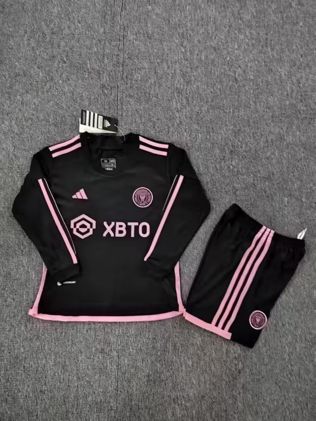 23-24 Inter Miami Away Kids Long Sleeve Soccer Jerseys Yupoo