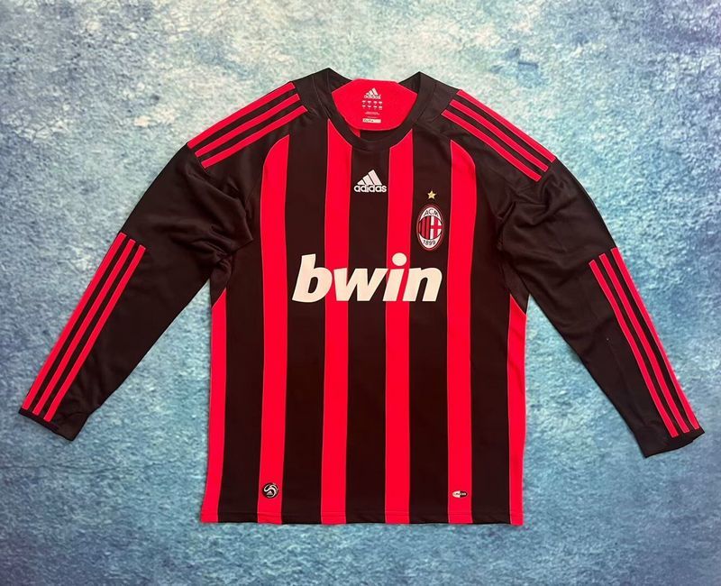 08-09 AC Milan Home Retro Long Sleeve Soccer Jerseys Yupoo