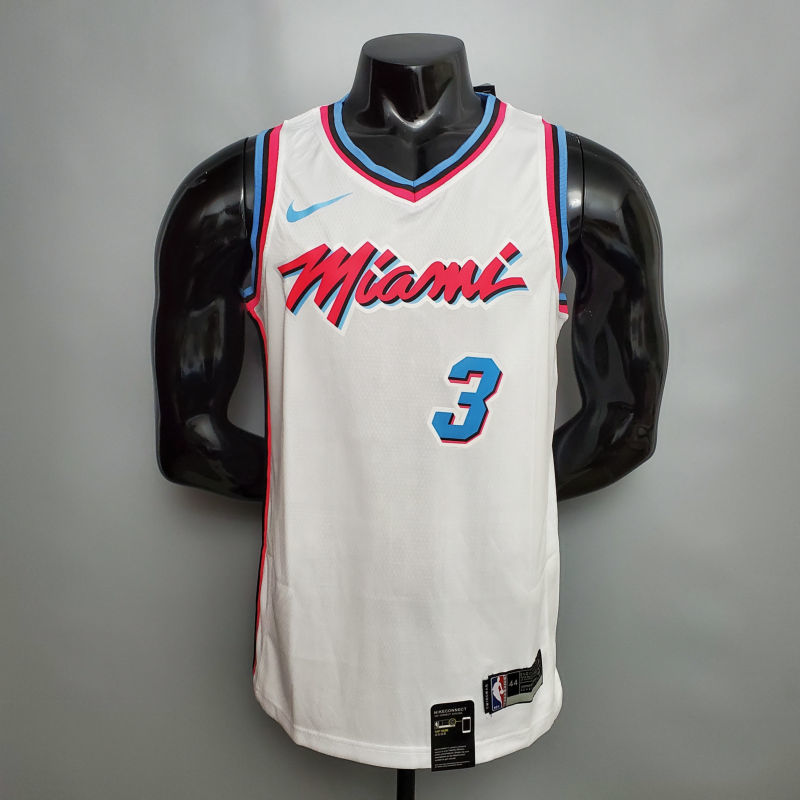 WADE #3 Miami Heat V-neck White NBA jersey Size XS-XXL