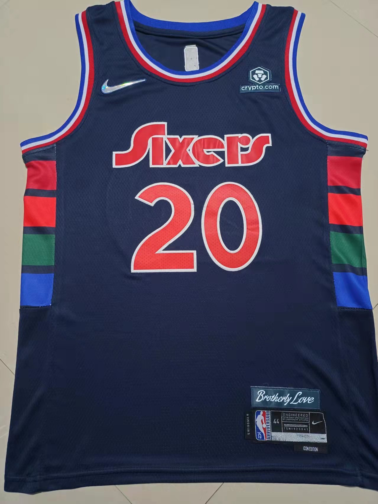 2022 76ers #20 75th Anniversary Embroidery