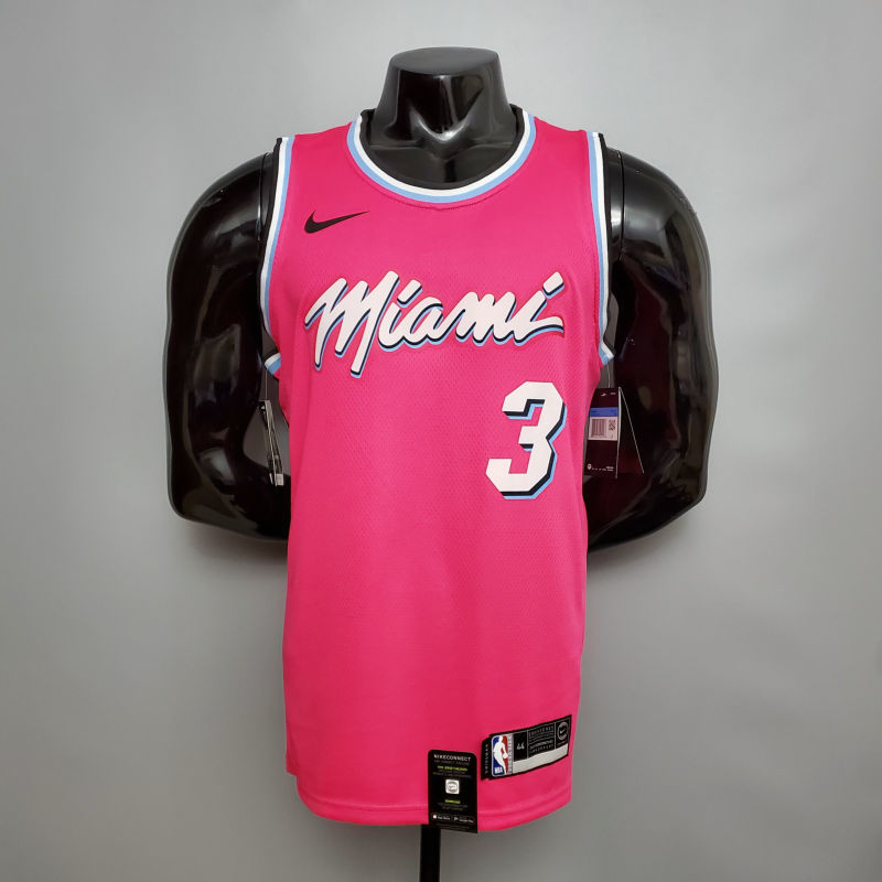 WADE #3 Miami Heat V-neck pink NBA jersey Size XS-XXL