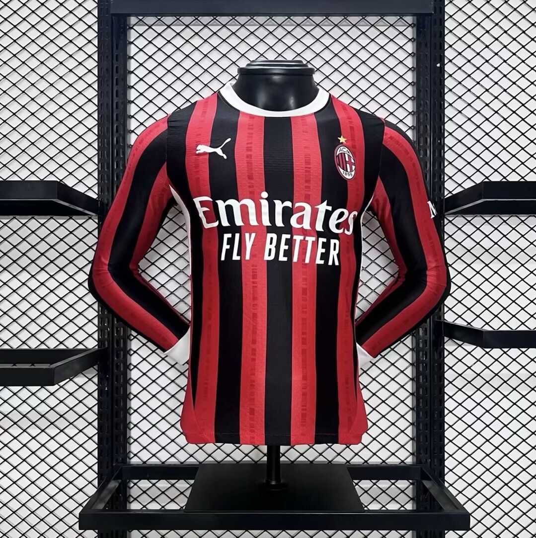 24-25 AC Milan Home Player Version Long Sleeve Soccer Jerseys Yupoo